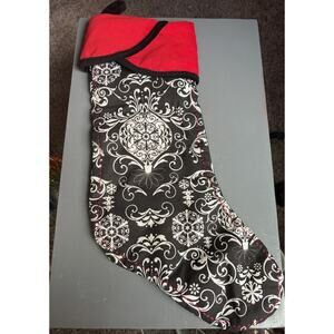 Fleur de Lis Print Christmas Stocking Joann Fabric Red White Black